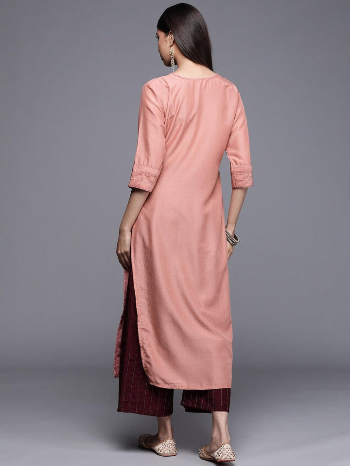 Pink Solid Chanderi Silk Kurta - ShopLibas