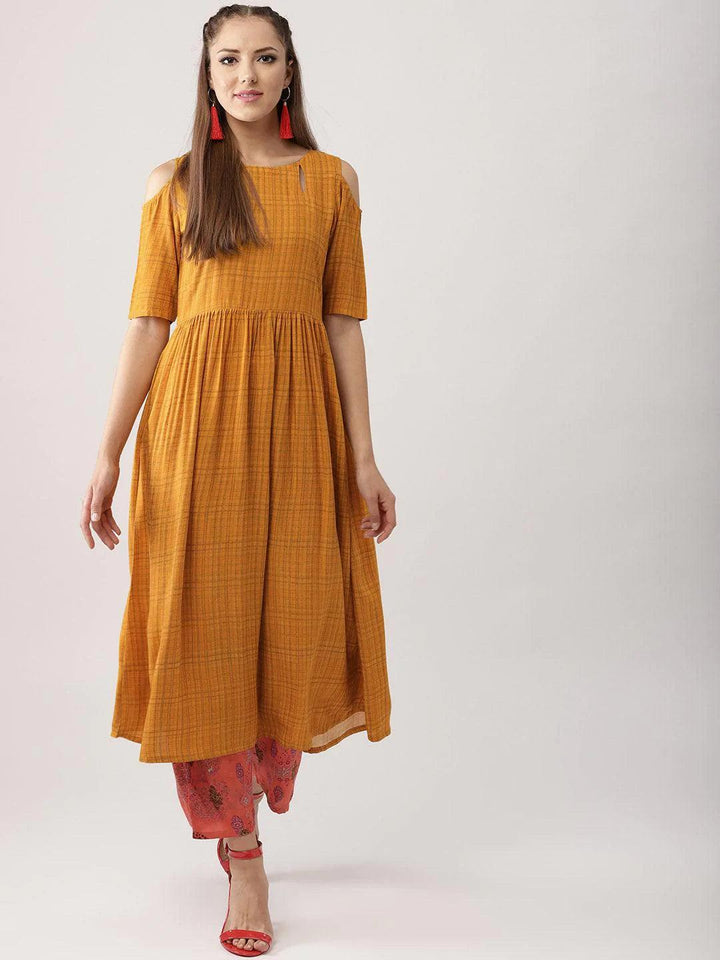 Yellow Printed Rayon Kurta Set - ShopLibas