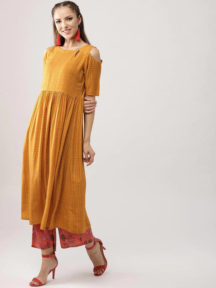 Yellow Printed Rayon Kurta Set - ShopLibas