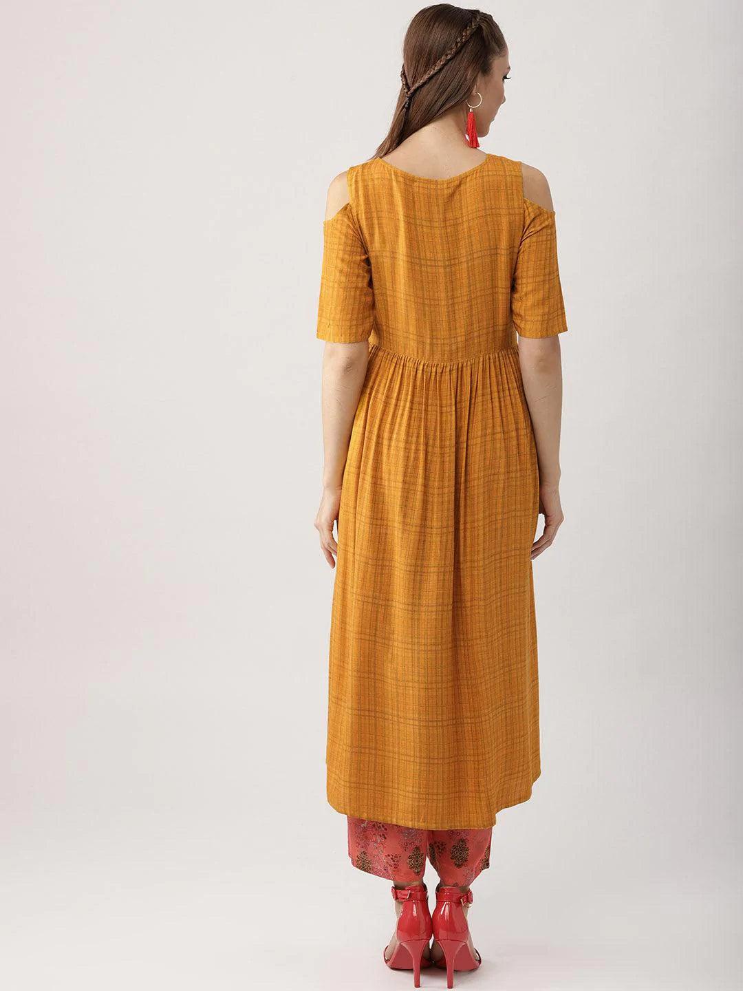 Yellow Printed Rayon Kurta Set - ShopLibas