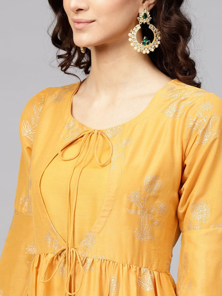 Yellow Printed Muslin Kurta Set - ShopLibas