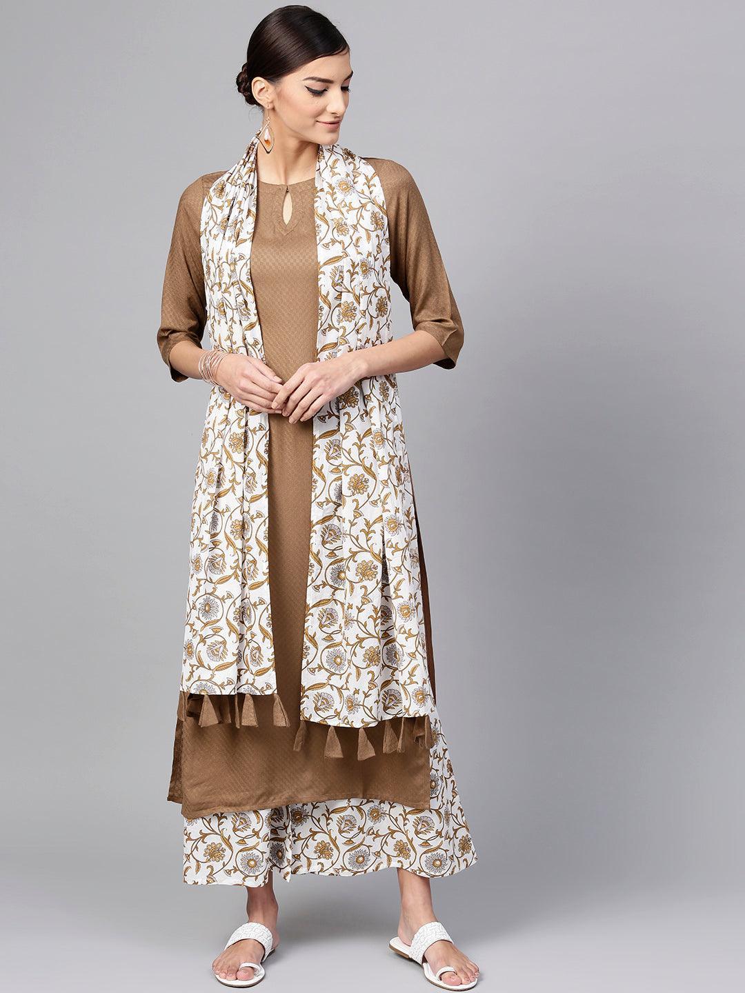 Brown Solid Rayon Suit Set - ShopLibas