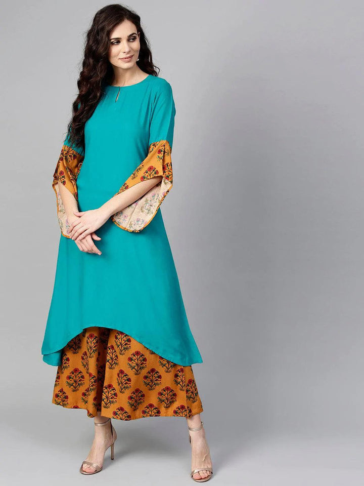 Green Solid Rayon Kurta Set - ShopLibas