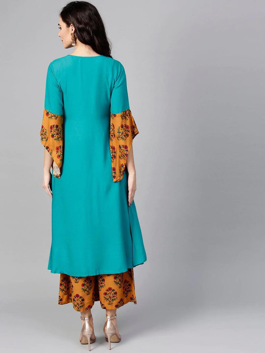 Green Solid Rayon Kurta Set