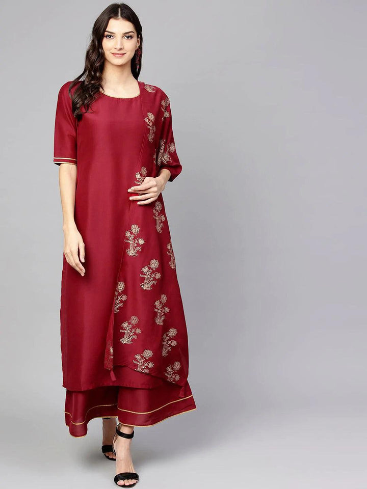 Maroon Solid Muslin Suit Set - ShopLibas