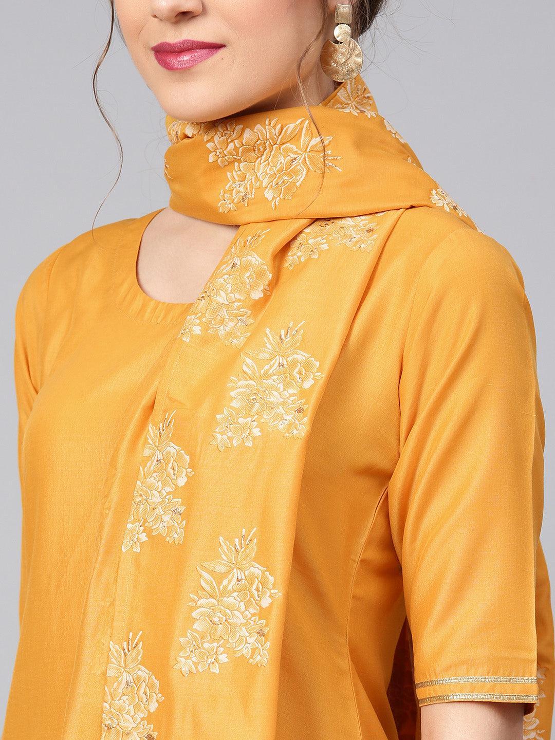 Yellow Solid Muslin Suit Set