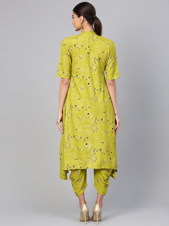 Green Printed Cotton Kurta Set - ShopLibas