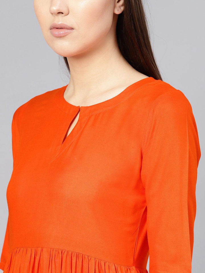 Orange Solid Rayon Kurta Set - ShopLibas