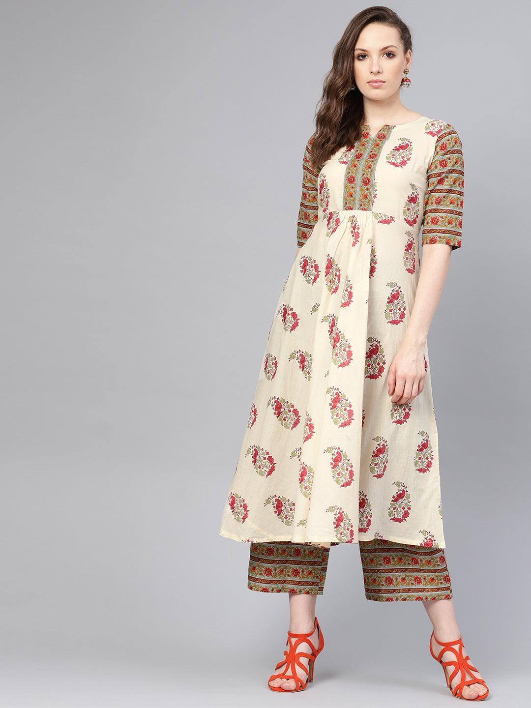 Multicoloured Printed Cotton Kurta Set - ShopLibas