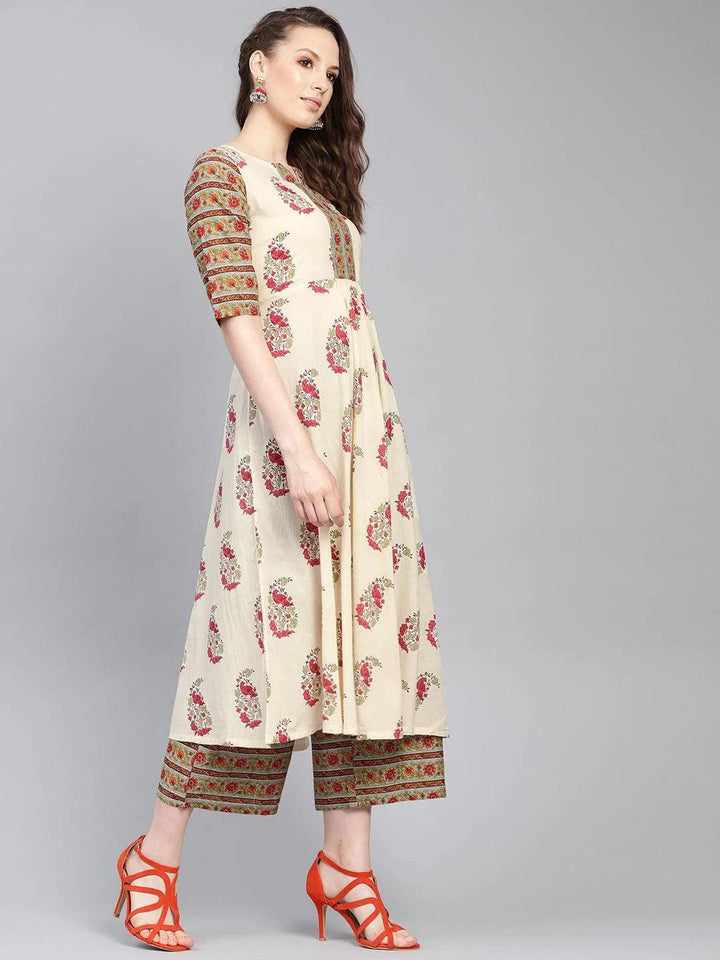 Multicoloured Printed Cotton Kurta Set - ShopLibas