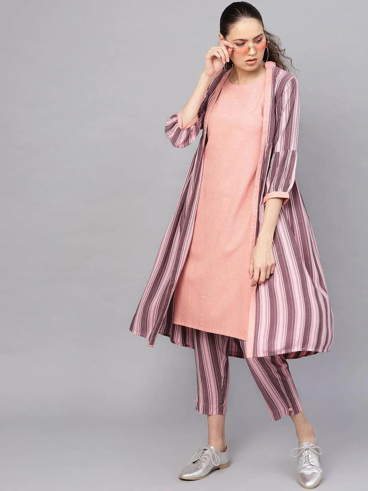 Peach Solid Rayon Kurta Set - ShopLibas