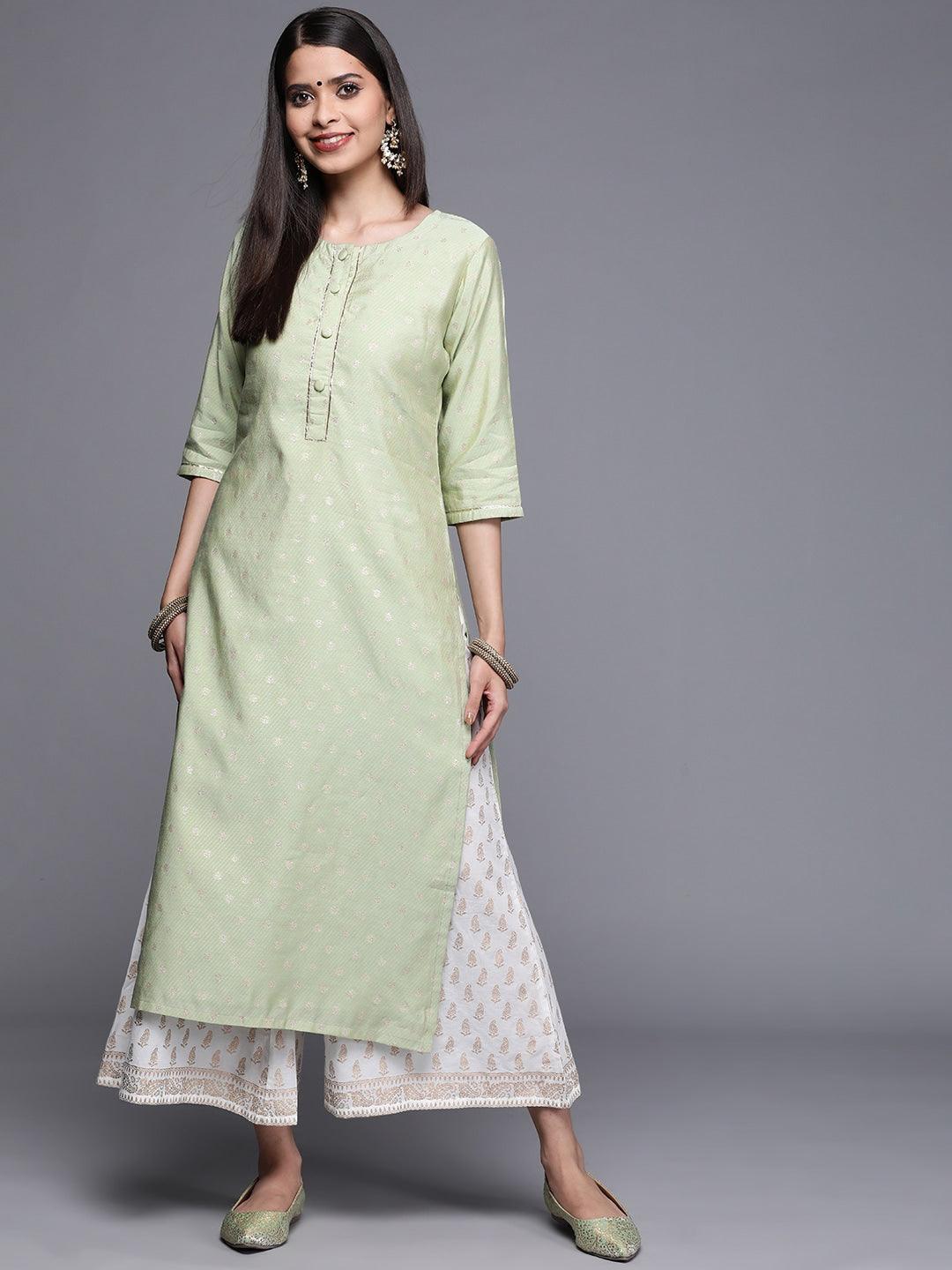 Green Woven Design Chanderi Silk Kurta