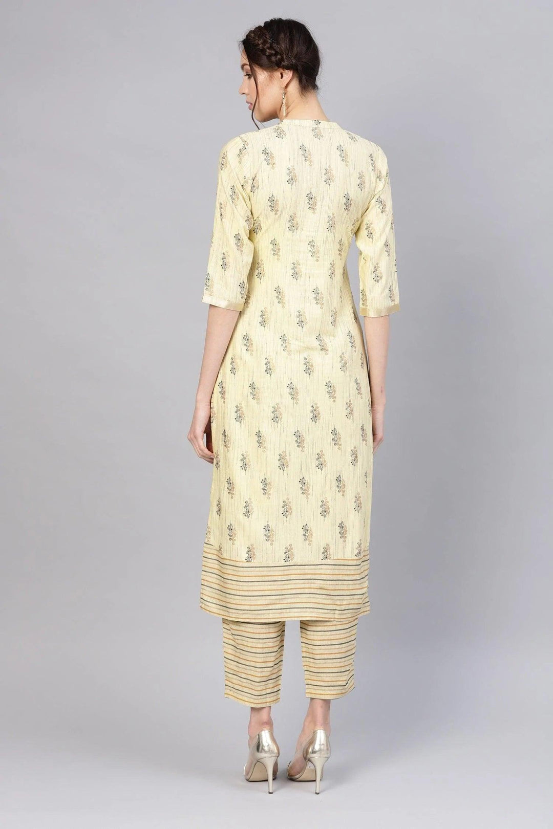 Yellow Printed Rayon Kurta Set - ShopLibas