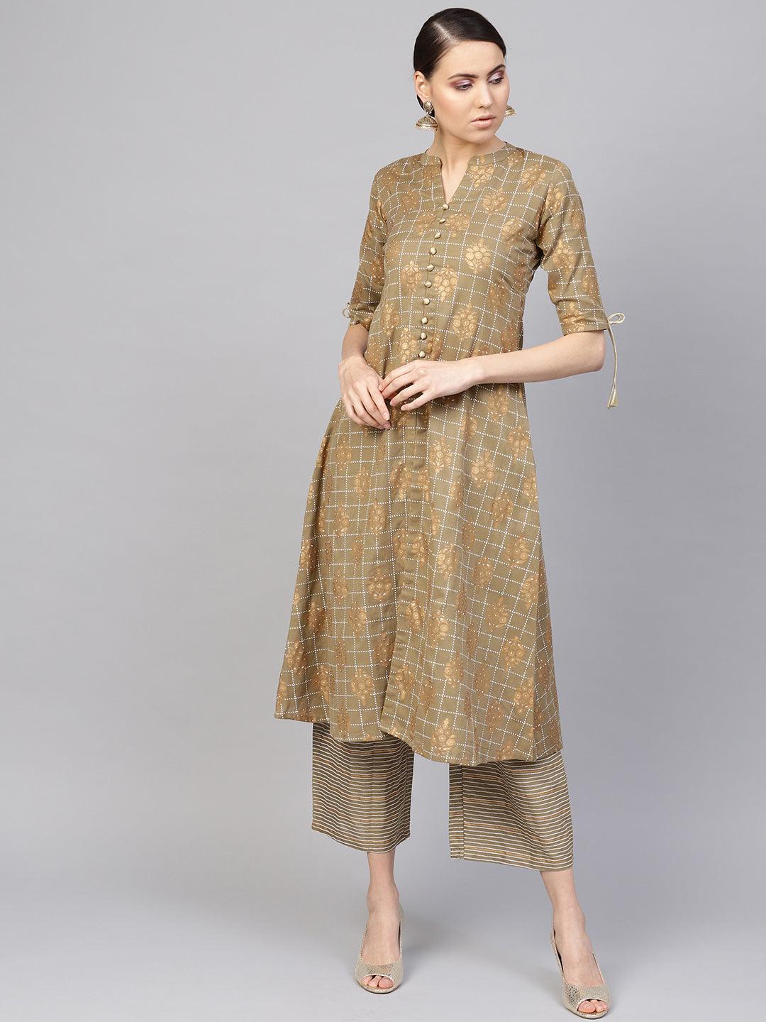 Green Printed Pure Cotton Kurta Set