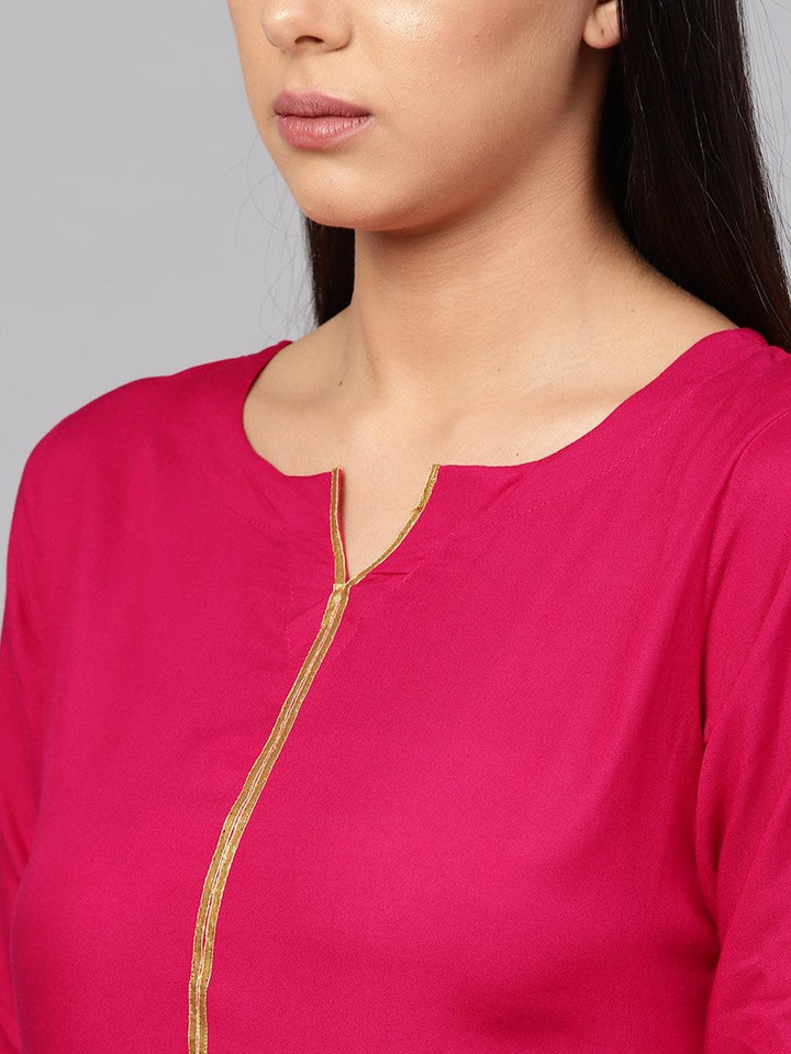 Pink Solid Rayon Suit Set - ShopLibas