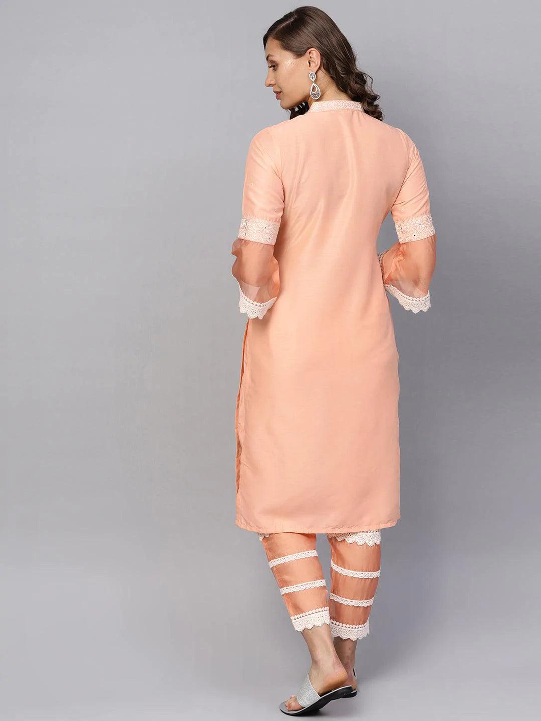 Pink Printed Muslin Kurta Set