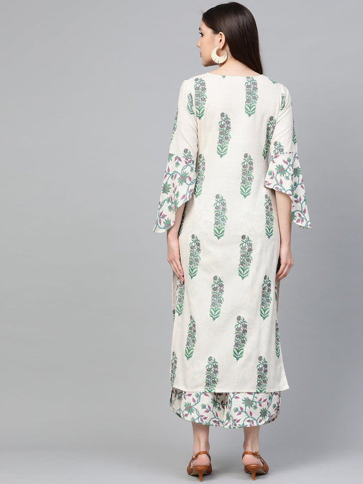 Off White Printed Cotton Kurta Set - ShopLibas