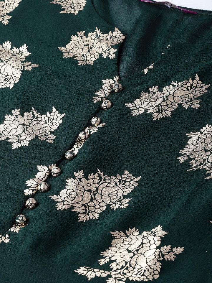 Green Printed Georgette Suit Set - ShopLibas