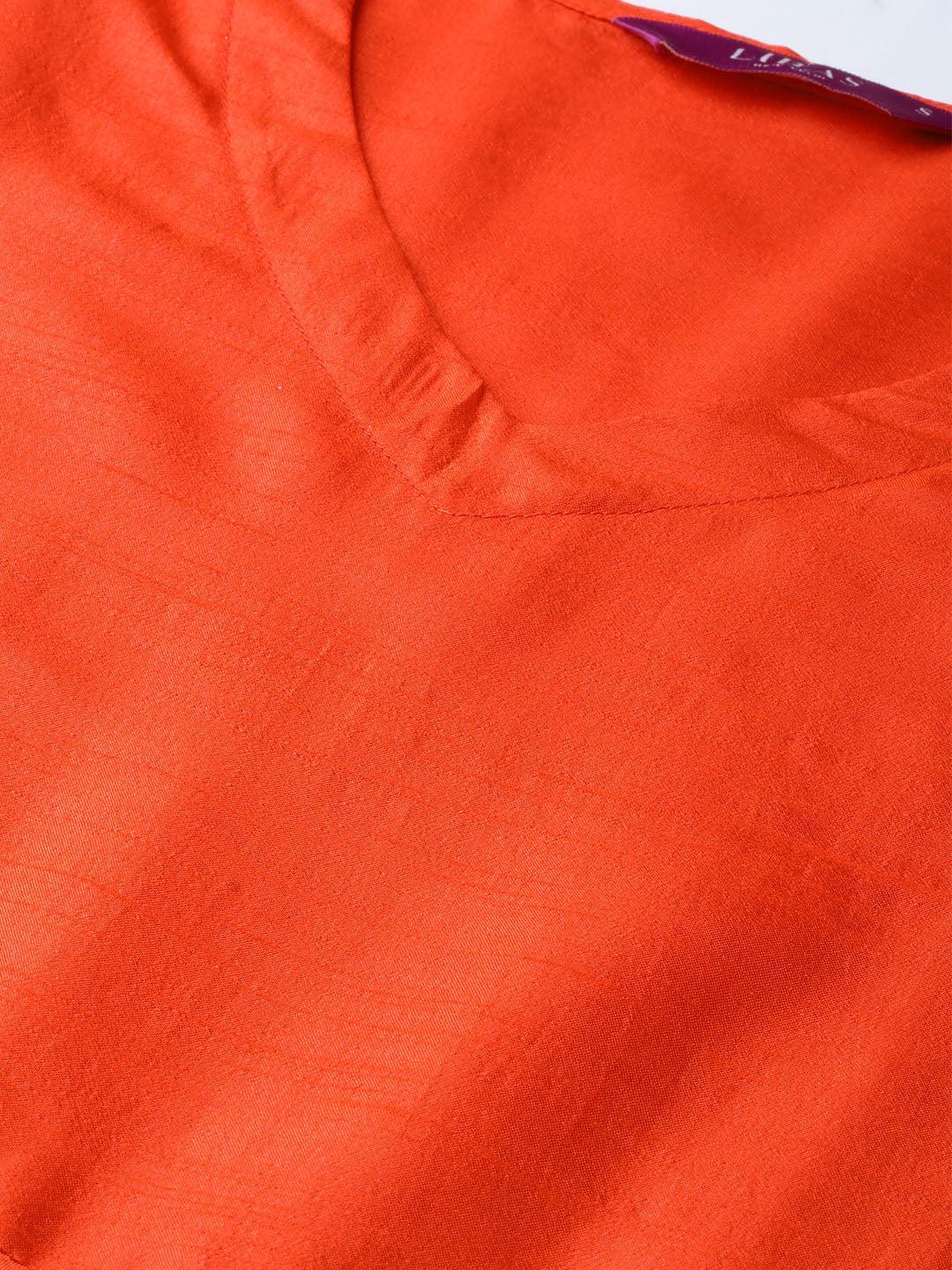 Orange Solid Chanderi Suit Set - ShopLibas