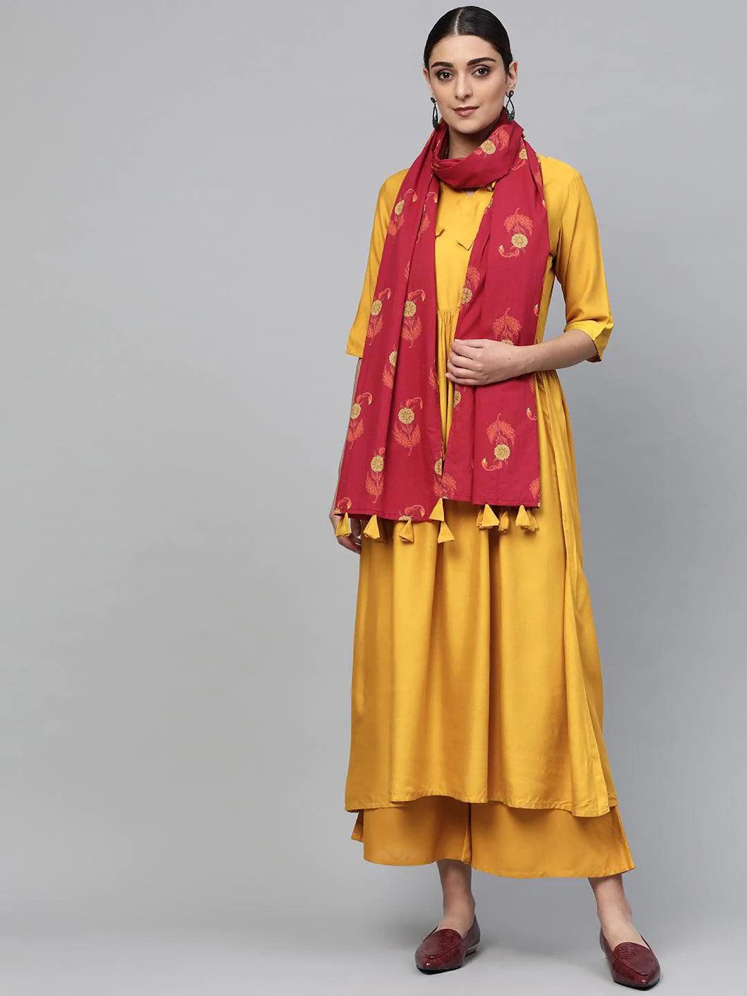 Yellow Solid Rayon Suit Set