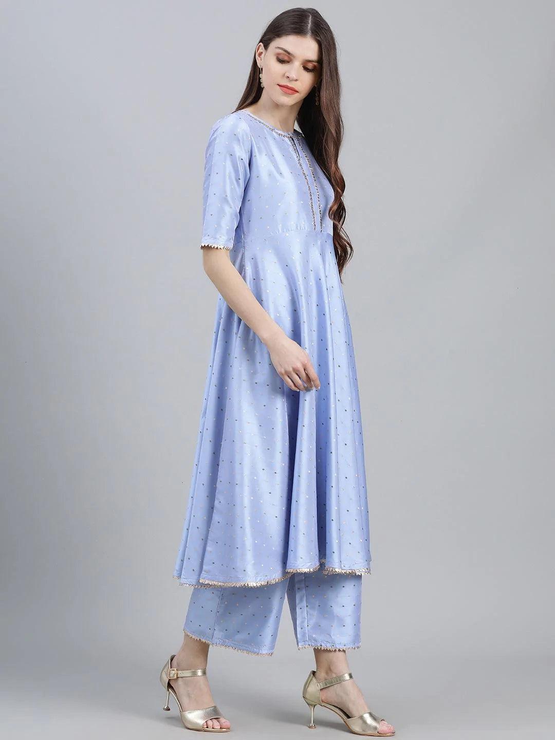 Blue Zari Work Chanderi Suit Set