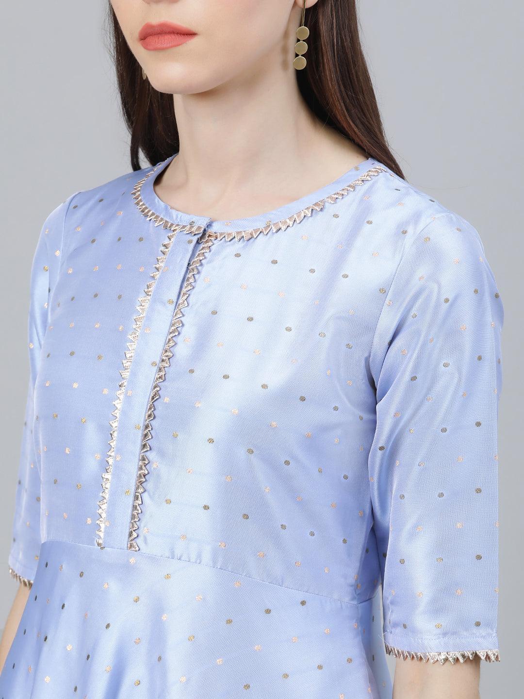 Blue Zari Work Chanderi Suit Set