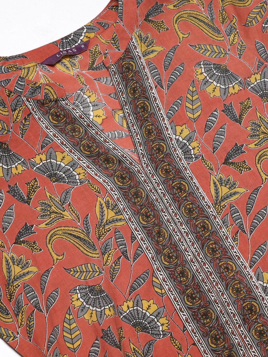 Rust Printed Cotton Suit Set