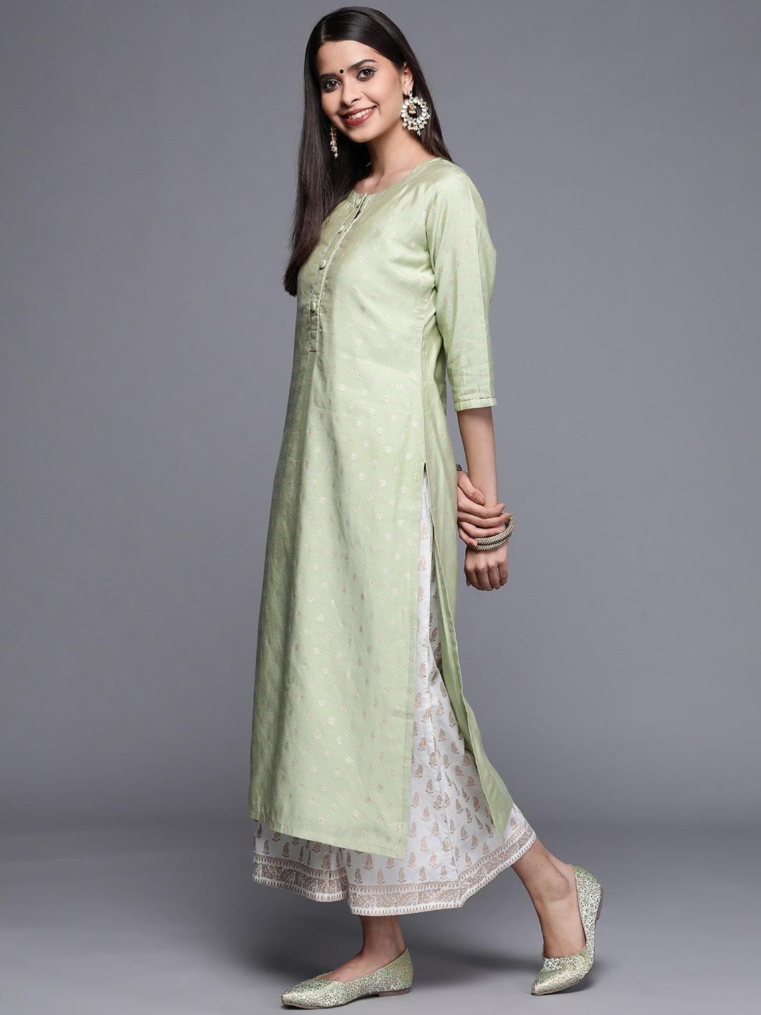 Green Woven Design Chanderi Silk Kurta