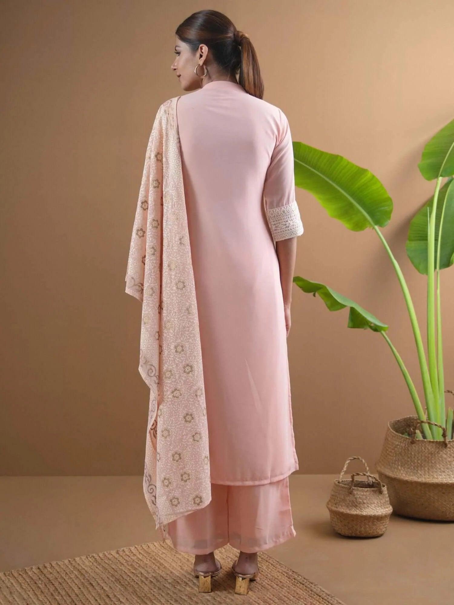 AMAIRA Pink Embroidered Georgette Suit Set