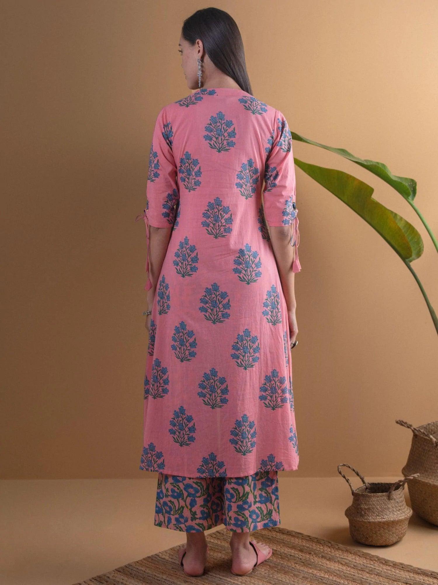 Coral Printed Cotton Kurta Set