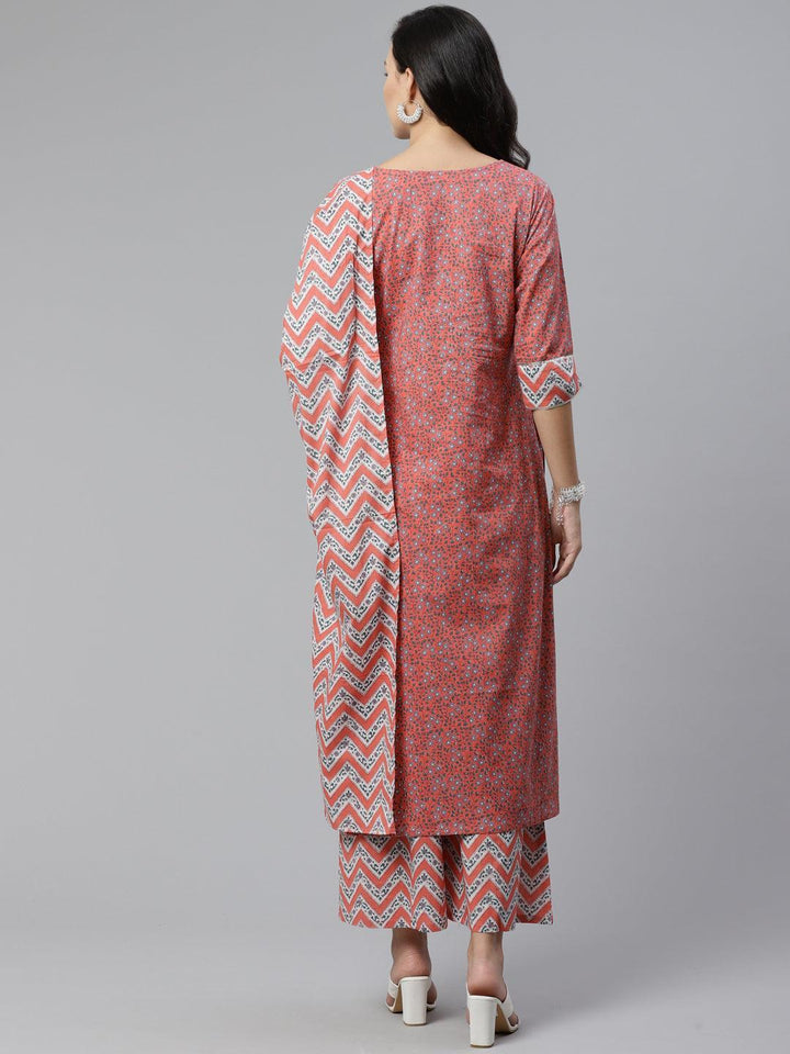 Pink Printed Cotton Suit Set - ShopLibas