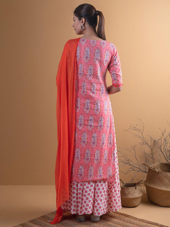 Pink Printed Cotton Suit Set - ShopLibas