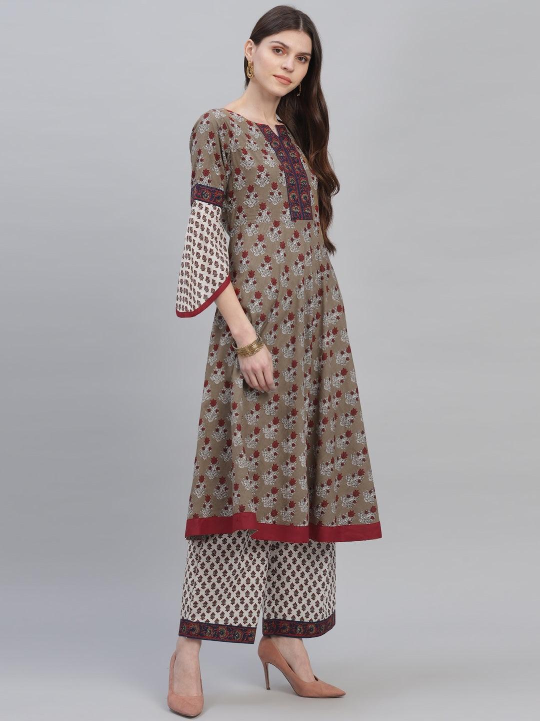 Multicoloured Printed Cotton Suit Set - ShopLibas