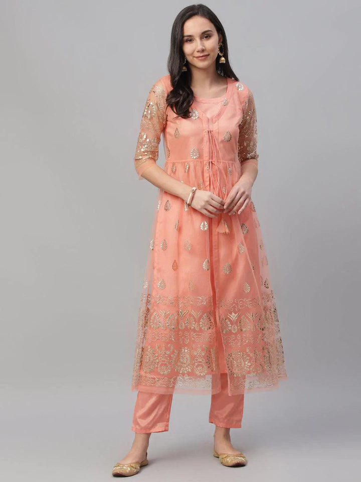 Peach Solid Shantoon Kurta Set - ShopLibas