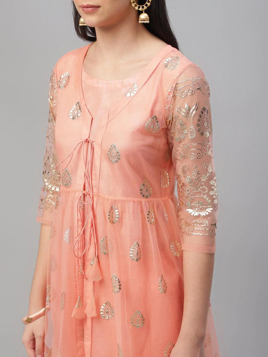 Peach Solid Shantoon Kurta Set - ShopLibas