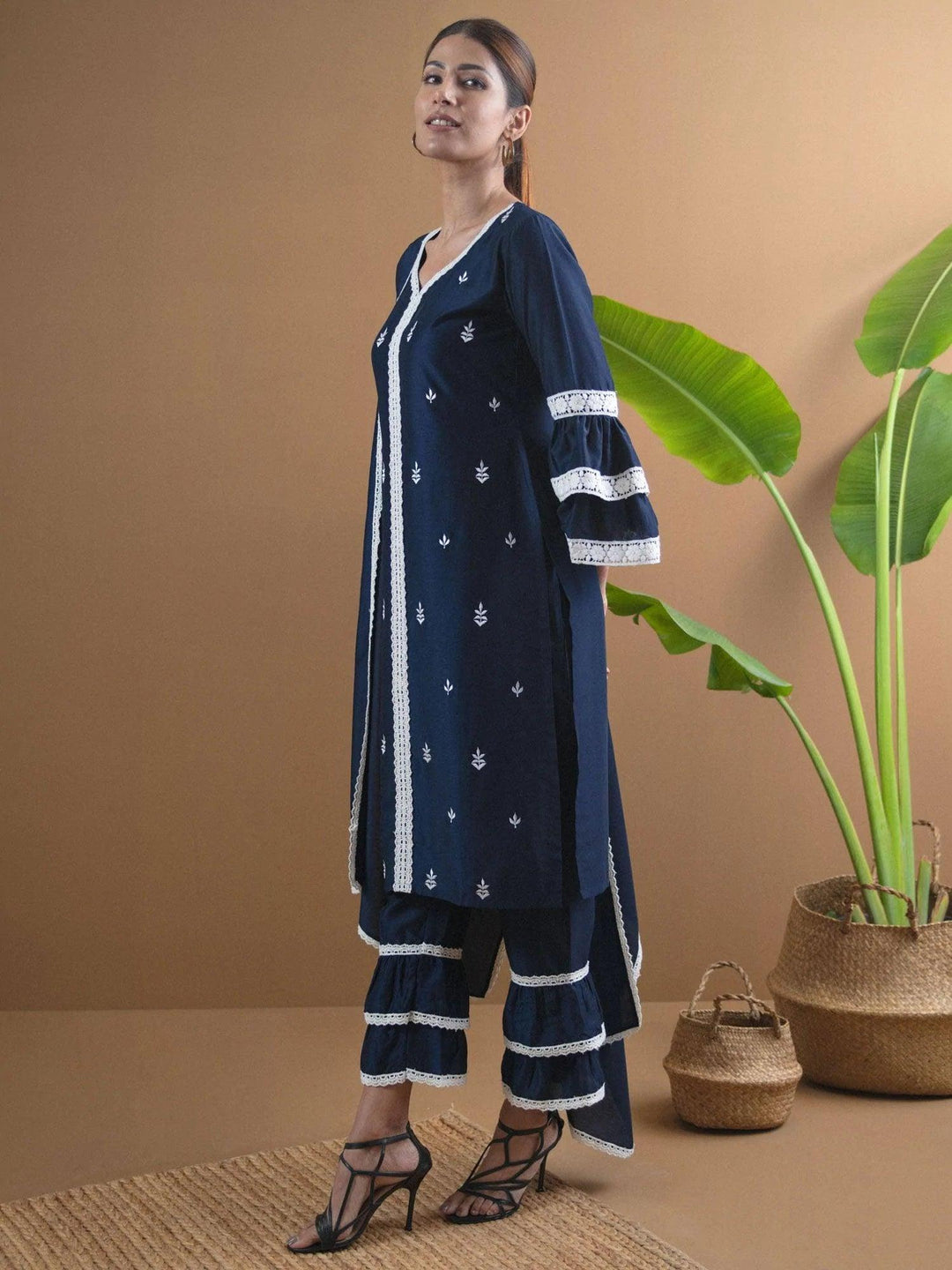 Blue Embroidered Shantoon Suit Set - ShopLibas