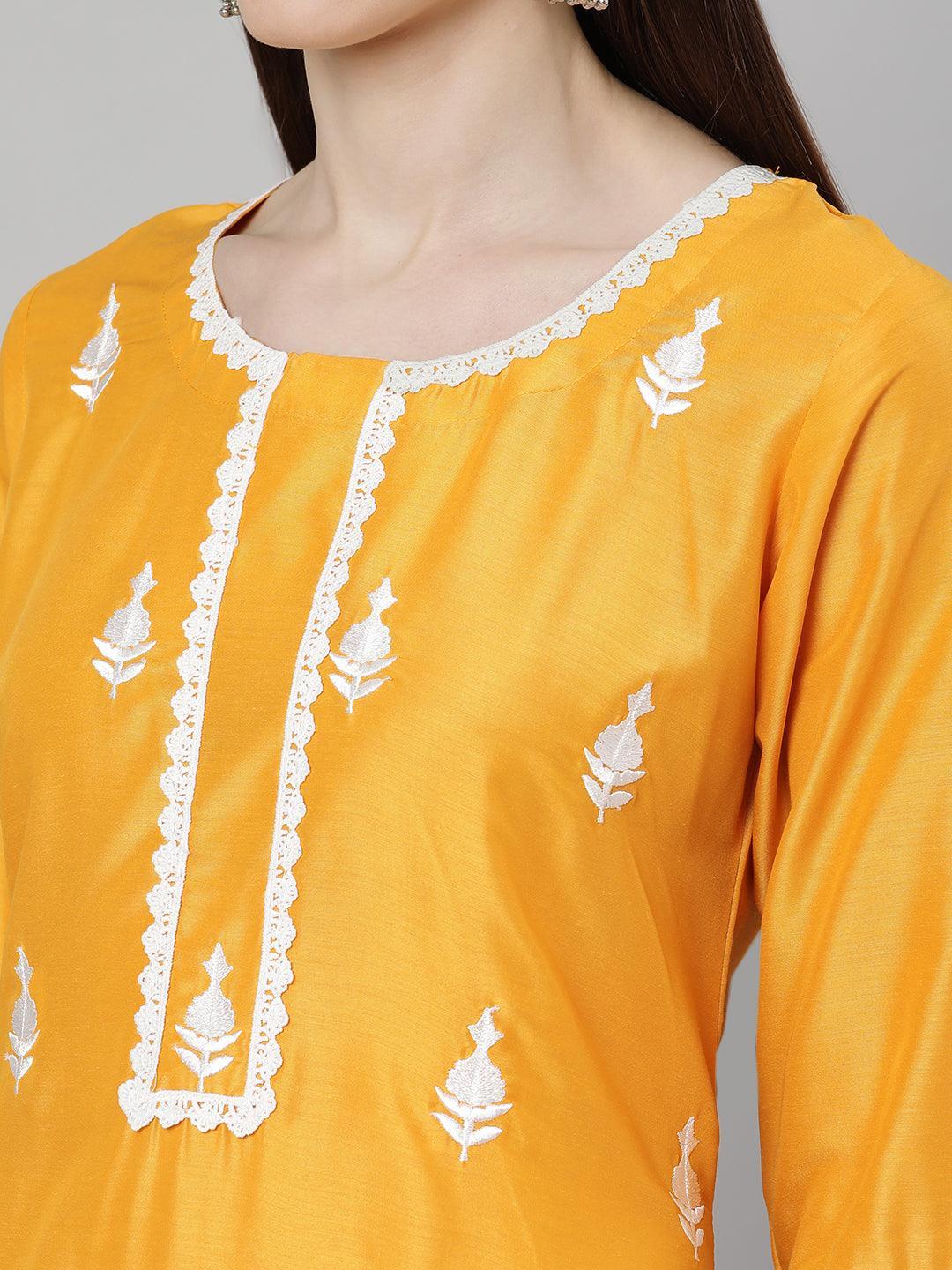 Yellow Embroidered Shantoon Suit Set