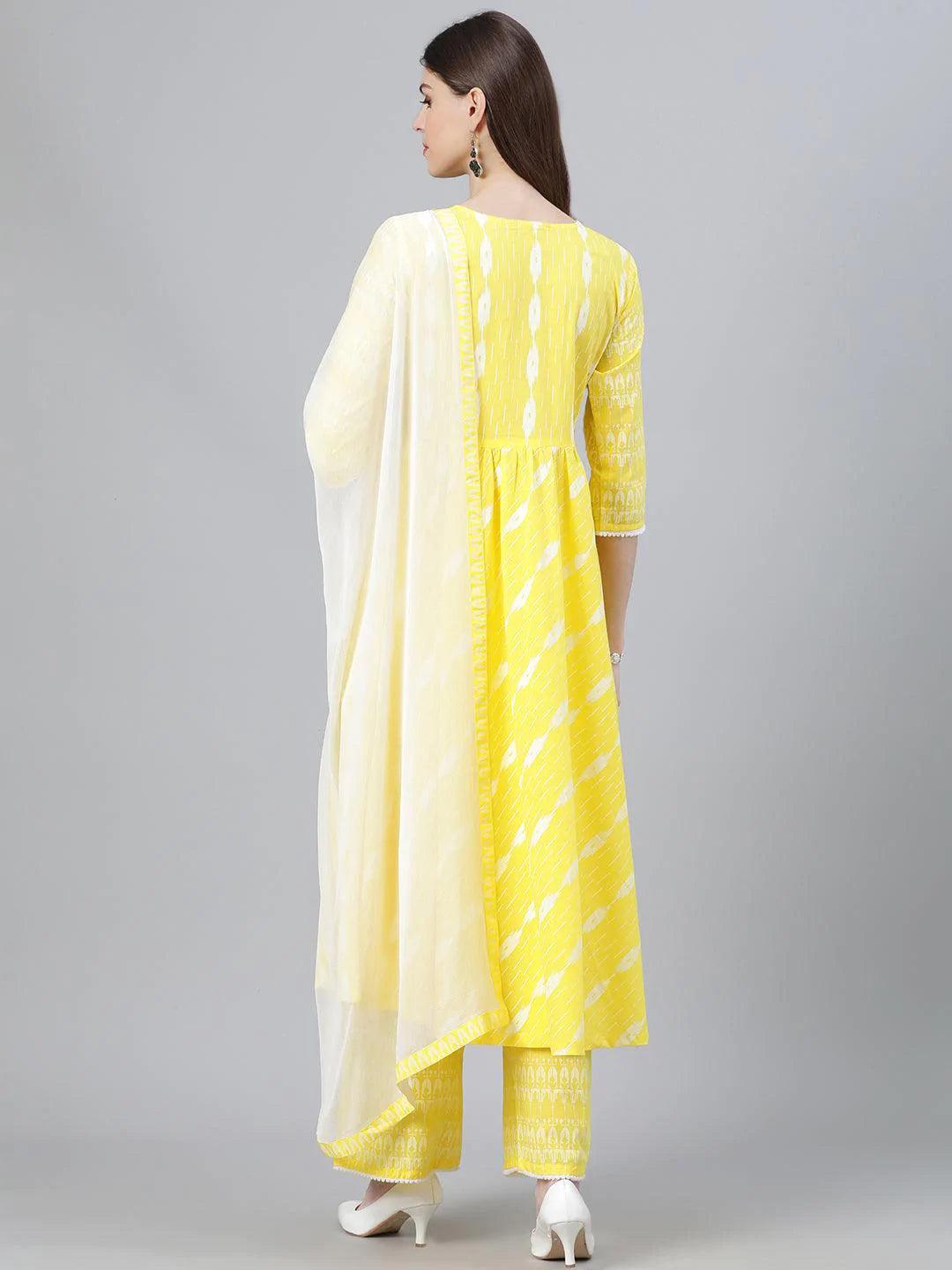 Yellow Striped Cotton Suit Set - ShopLibas