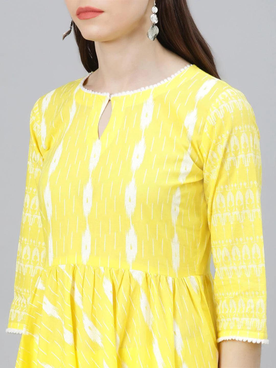 Yellow Striped Cotton Suit Set