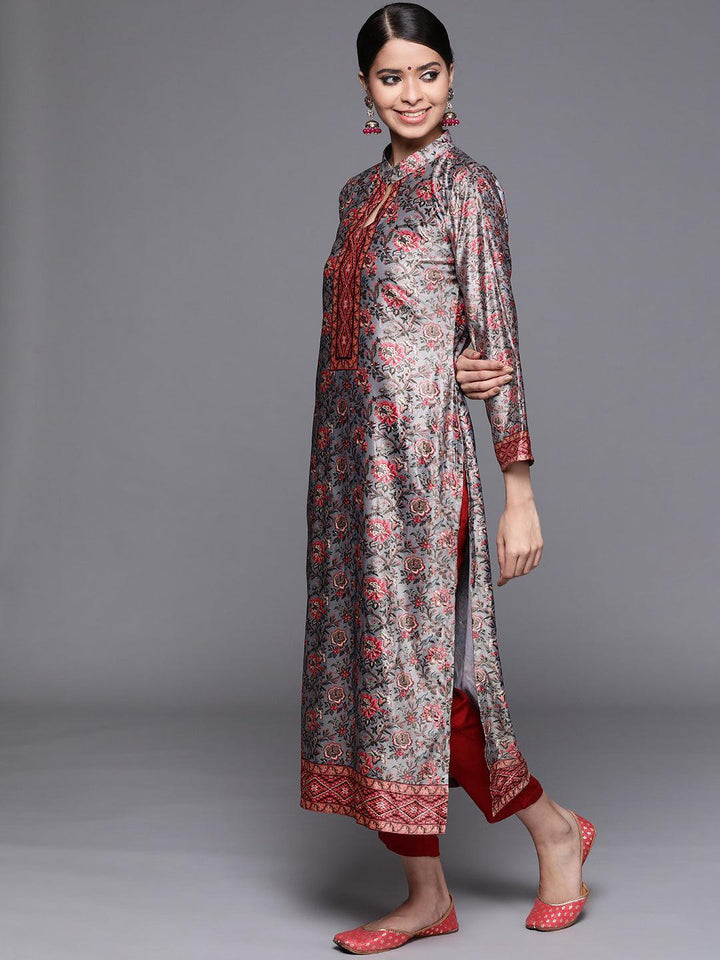 Multicoloured Printed Velvet Suit Set - ShopLibas