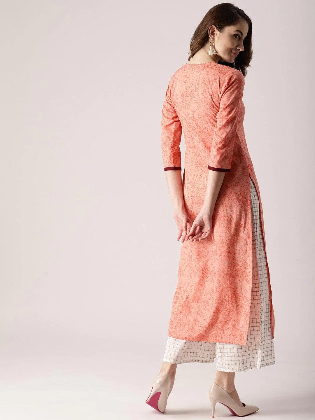 Pink Printed Cotton Kurta