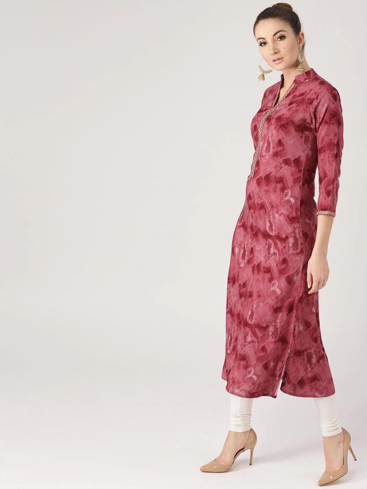 Pink Woven Design Rayon Kurta - ShopLibas