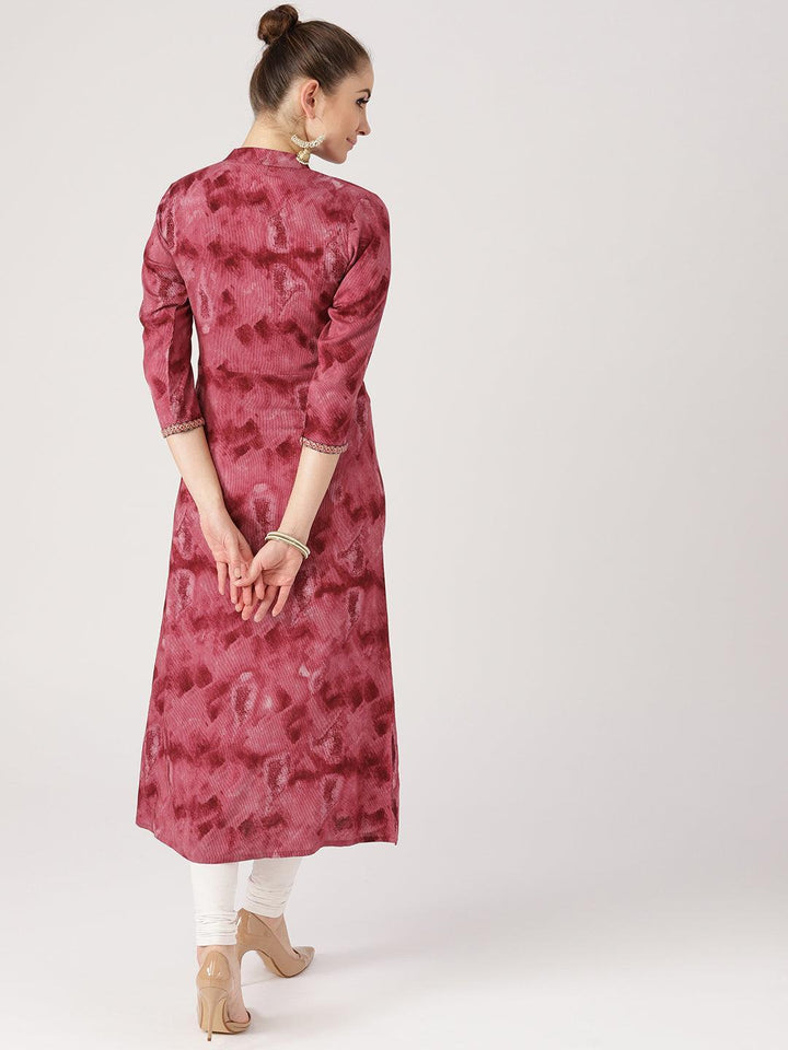 Pink Woven Design Rayon Kurta - ShopLibas