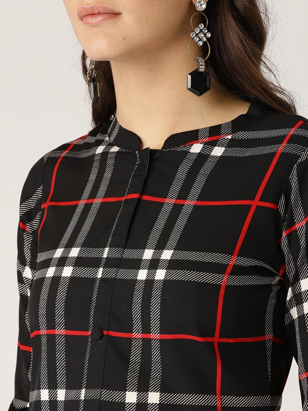 Black Checkered Crepe Kurta