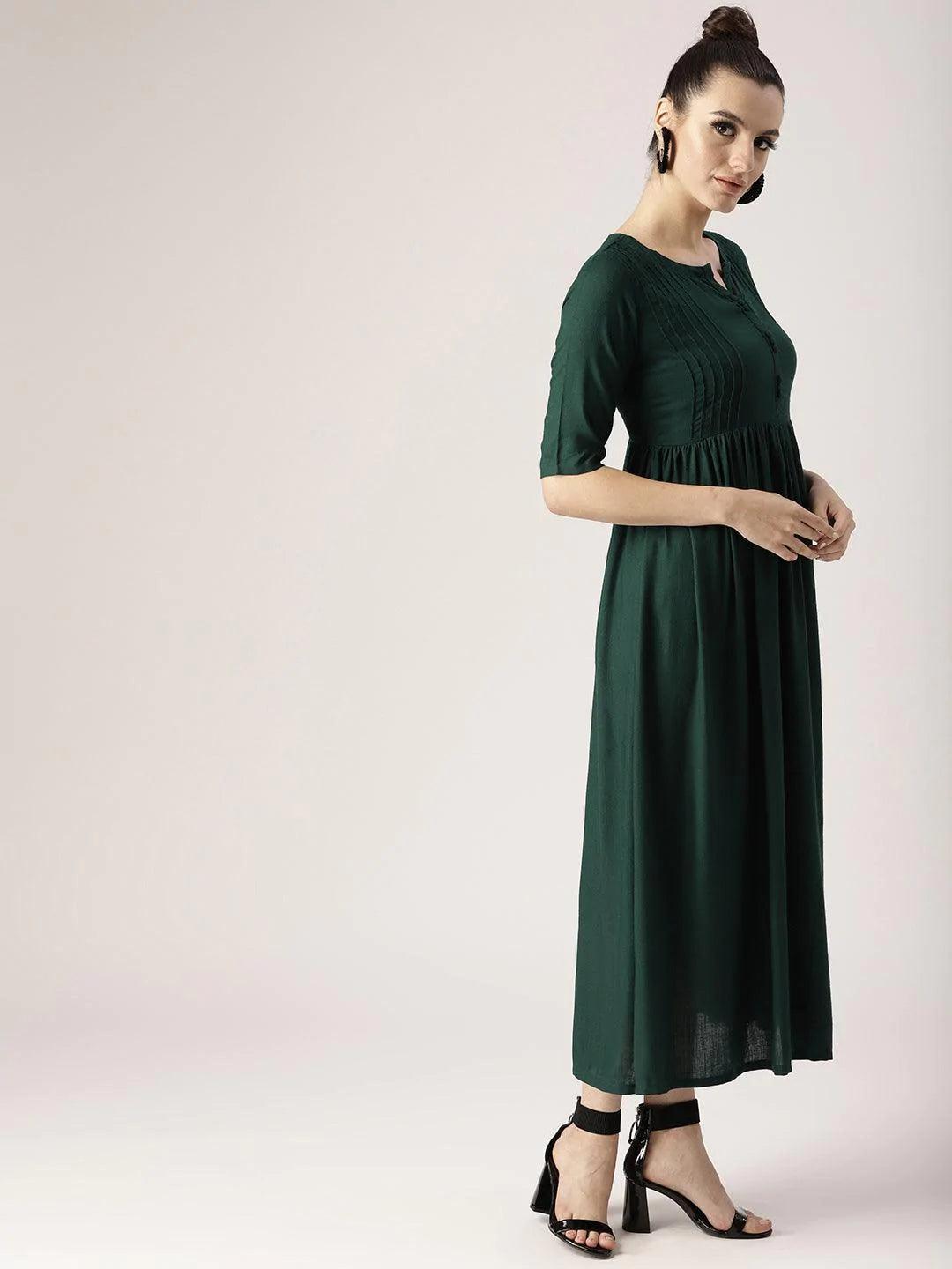 Green Solid Rayon Kurta