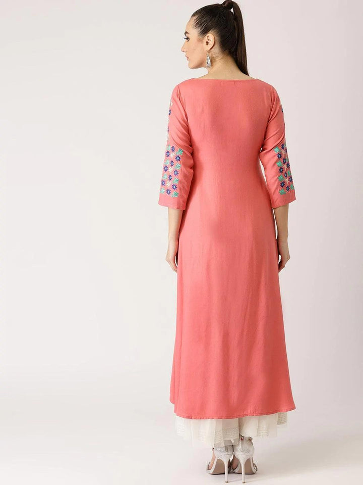 Pink Solid Rayon Kurta - ShopLibas