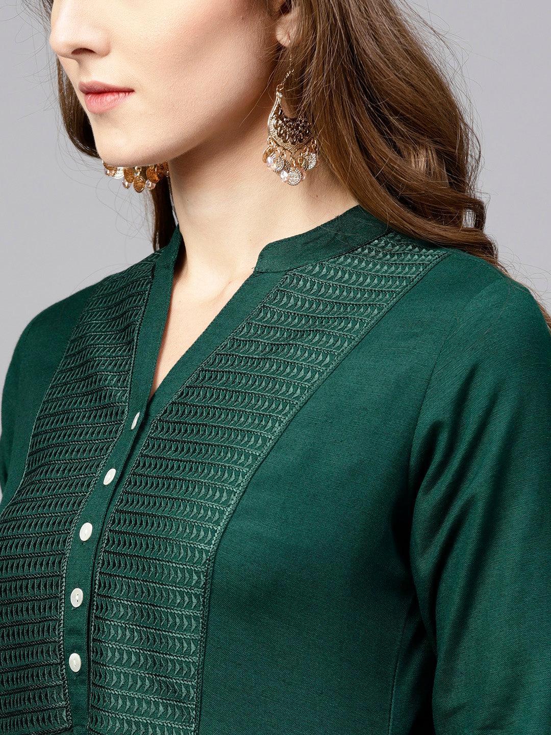 Green Solid Rayon Kurta