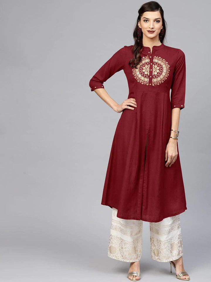 Maroon Solid Rayon Kurta - ShopLibas