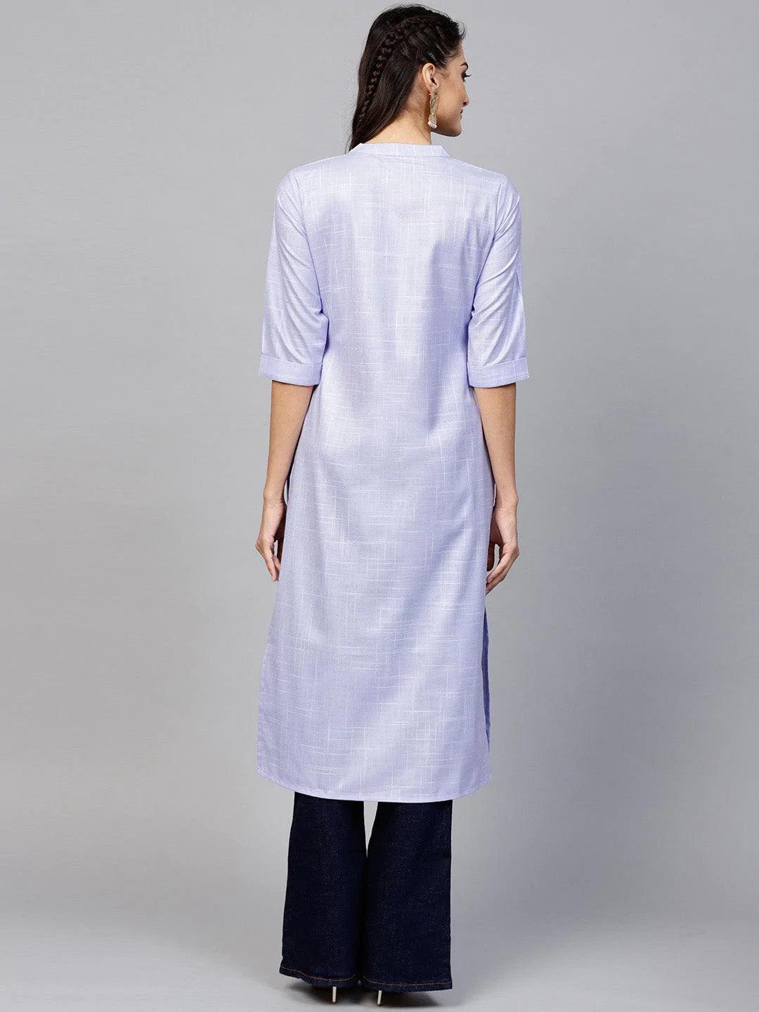 Purple Woven Design Cotton Kurta - ShopLibas