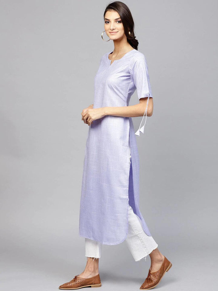 Purple Woven Design Cotton Kurta - ShopLibas